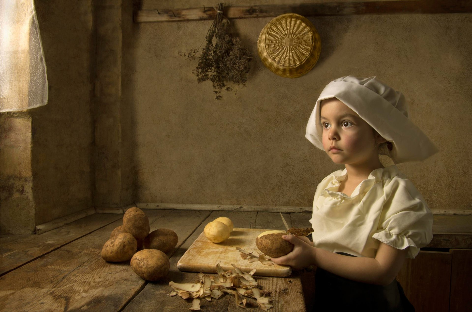 chica cocinero estilo artístico imitación estilización renacimiento ♛