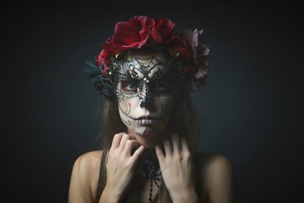 Portrait of a girl with makeup for Halloween