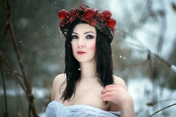 Winter portrait of a beautiful girl