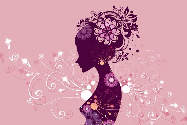 Silhouette di una ragazza con fiori