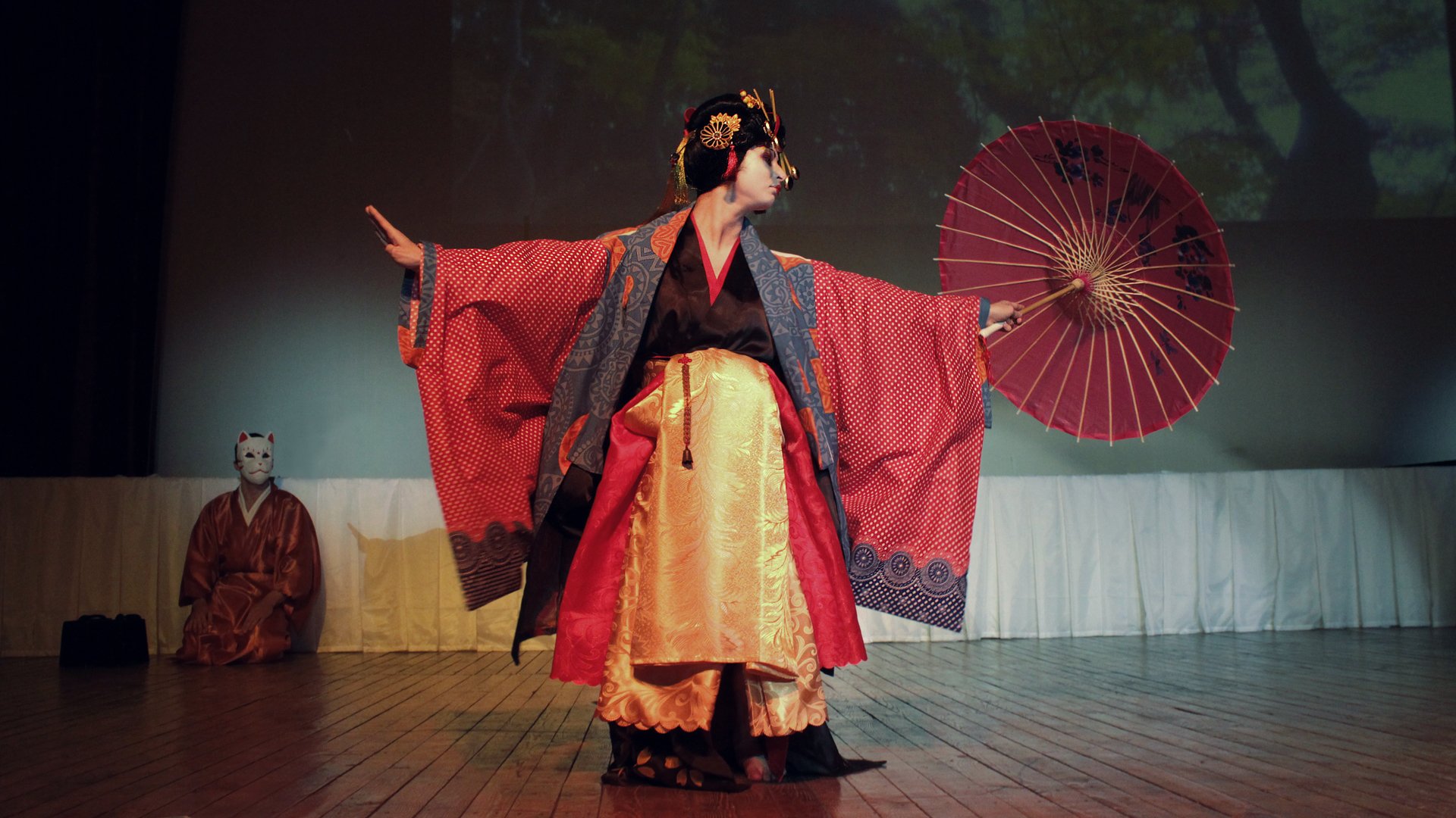 oiran geisha máscara gato cosplay