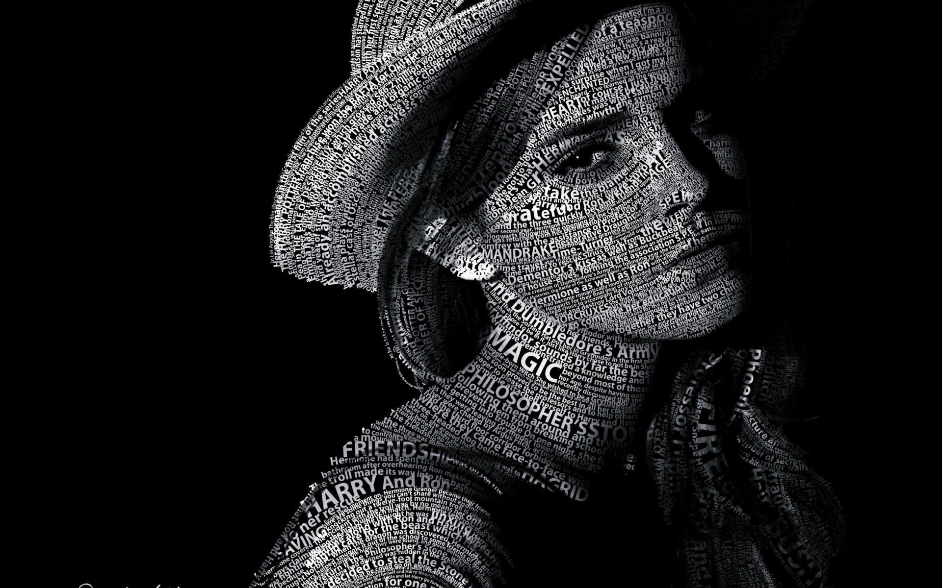 typografia tekst emma watson portret