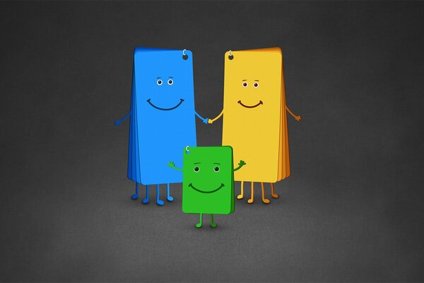 Multicolored family on a dark background