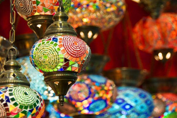 Lampe de mosaïque élégante colorée