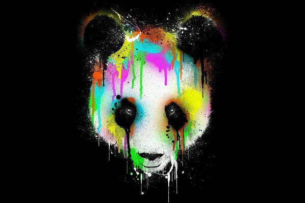 Abstract panda head on a black background