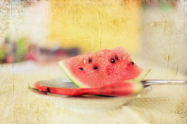 Sliced ripe juicy watermelon