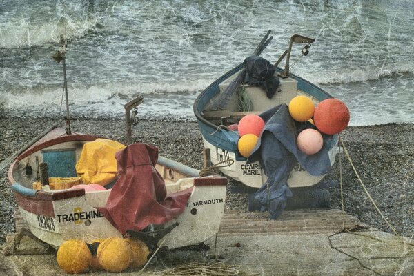 Two boats on the shore