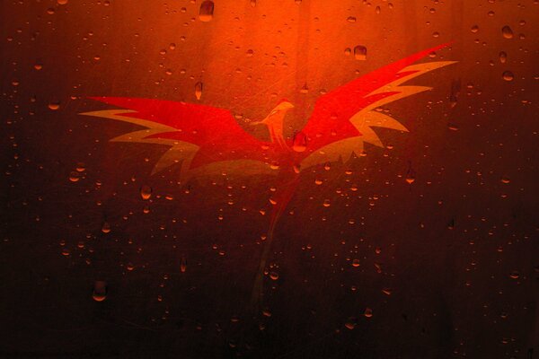Grafica Firebird uccello su sfondo rosso