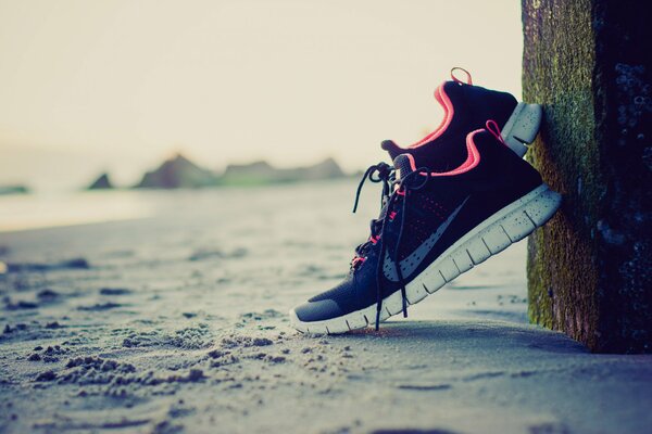 Photos of women s sneakers on the beach