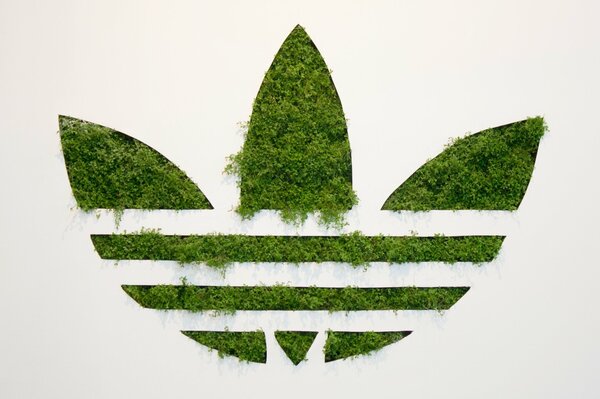 Green Adidas logo on a white background