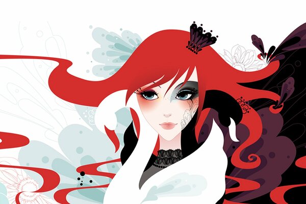 A princess with red hair and a swan