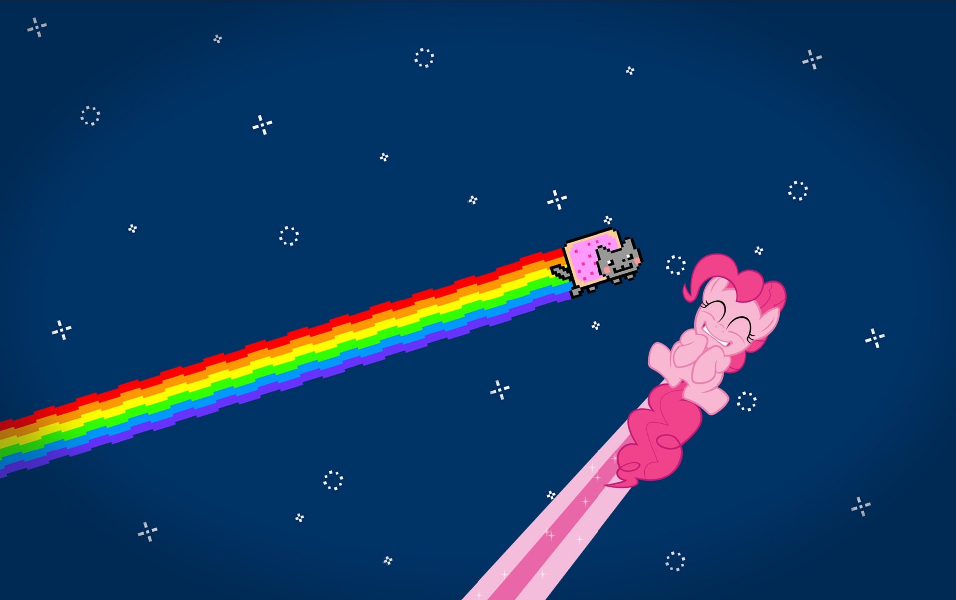 nyan cat kot tęcza gwiazdy pinkie pie anime