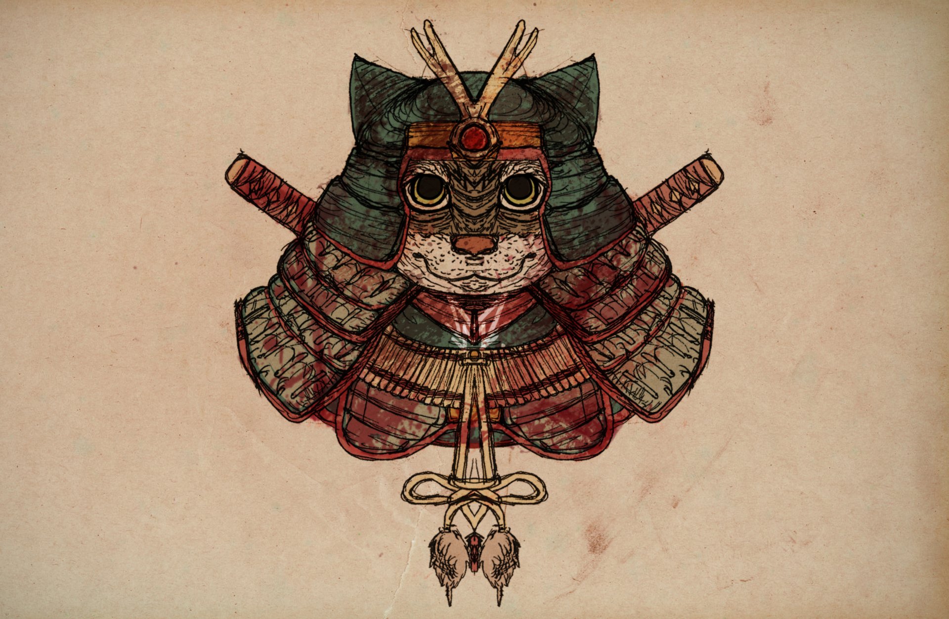 gatto samurai disegno