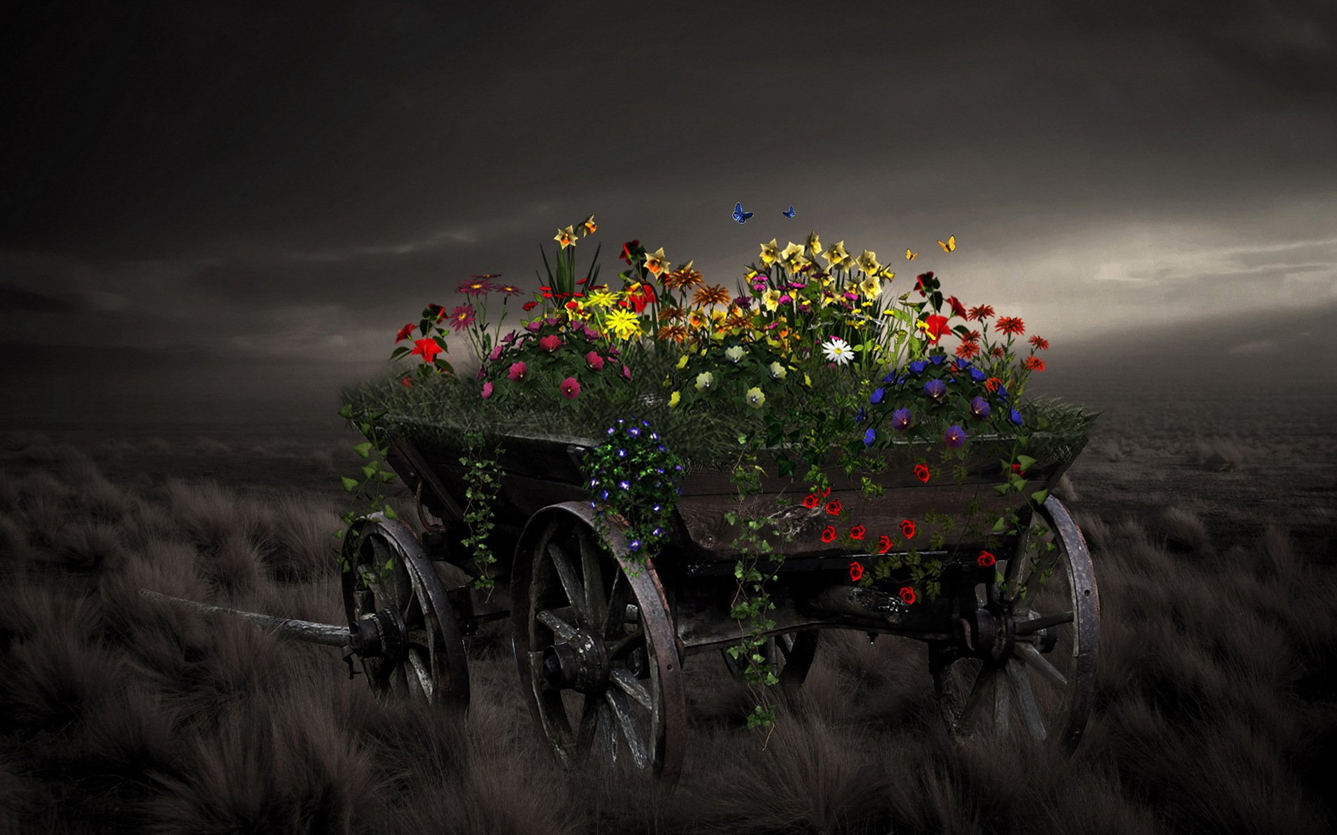 wagon flower background style