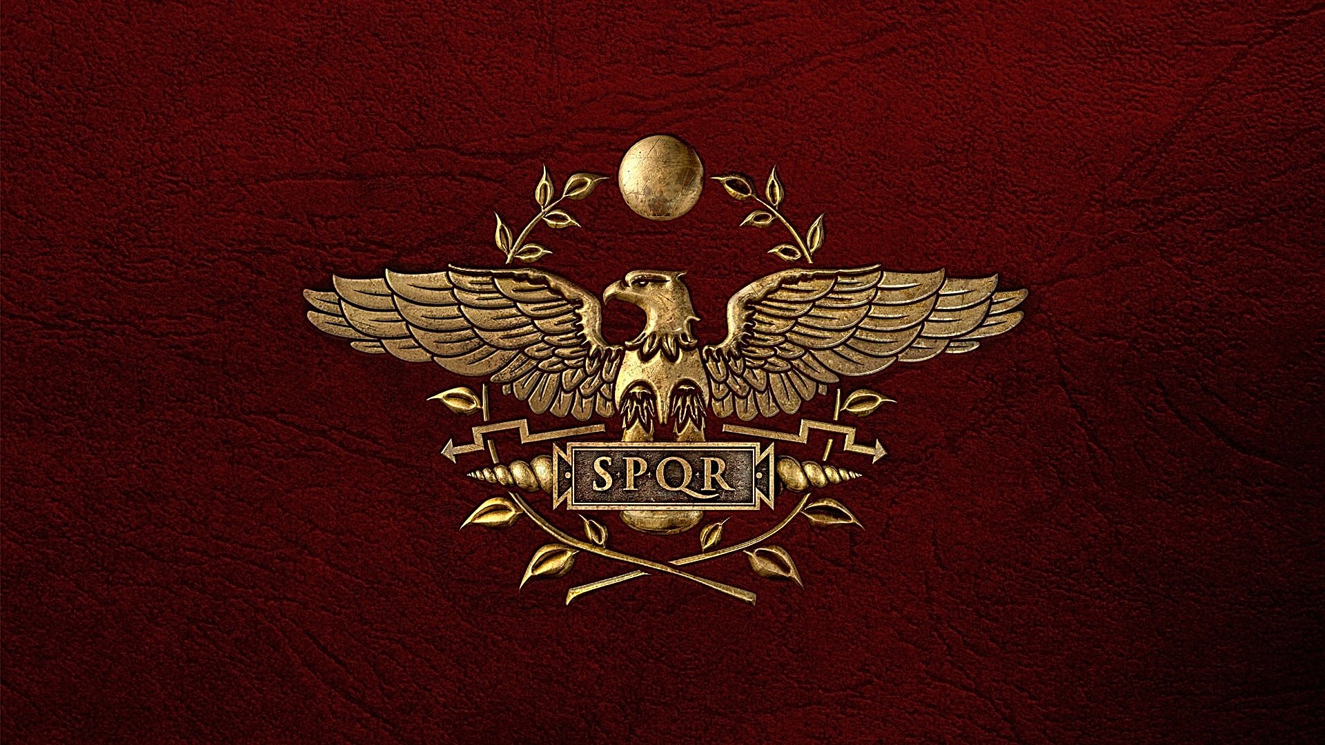 coat of arms symbol rome roman empire red background leather