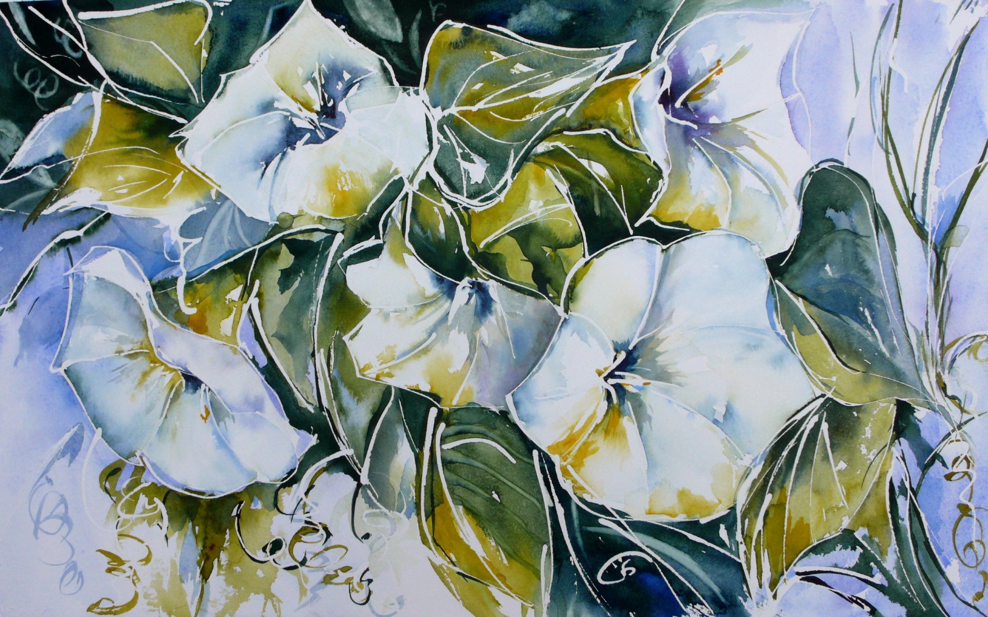 malerei aquarell blumen stil