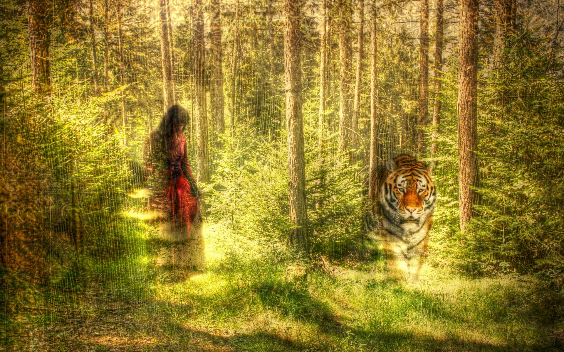 forest girl tiger textures style