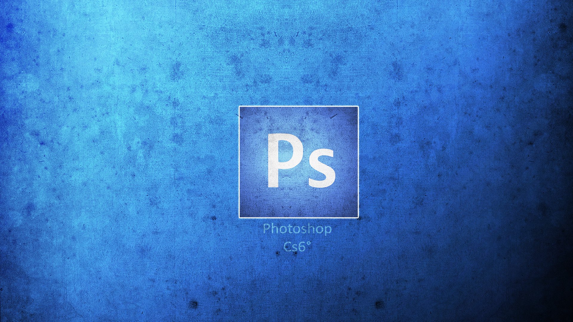 photoshop logo niebieski tło biały