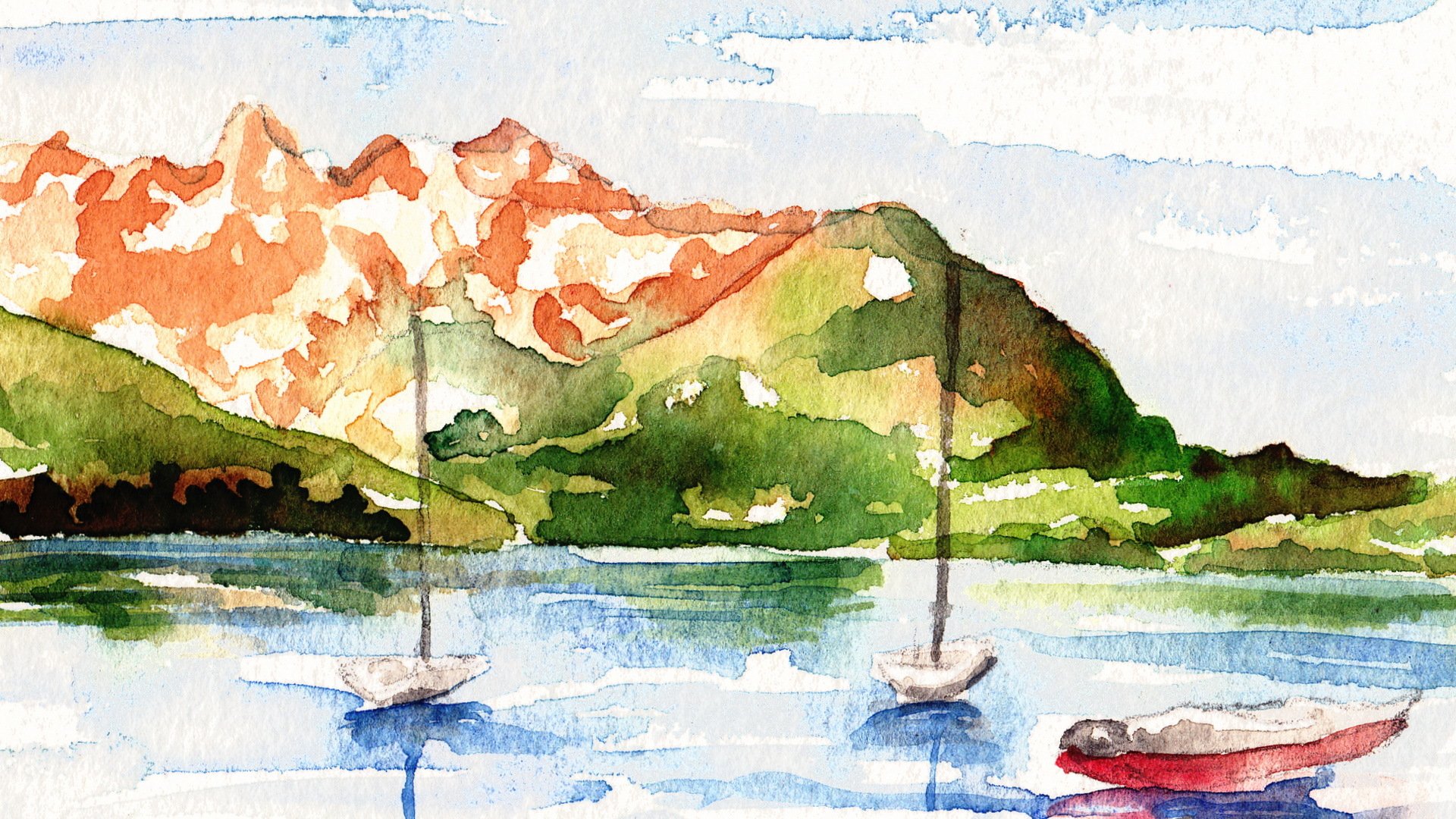 peinture aquarelle paysage fond style