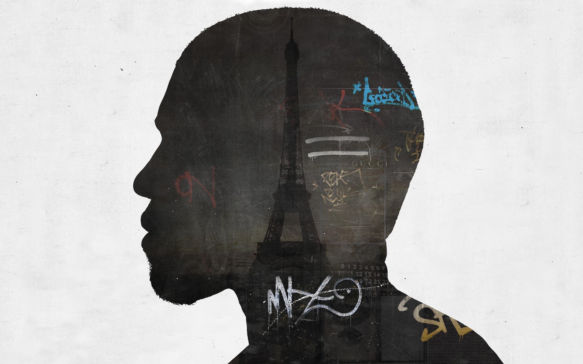 alex cherry paris grunge work inscriptions eiffel tower silhouette profile