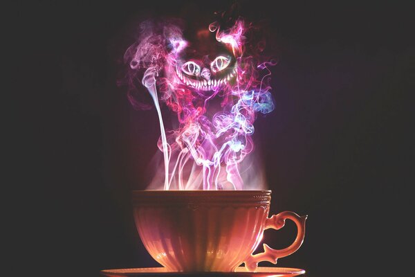 Gato brillante de Cheshire de la taza