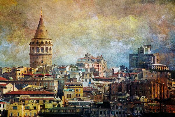 Città di Istanbul in colori nuvolosi