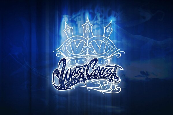 Logo West coast customs sur fond bleu