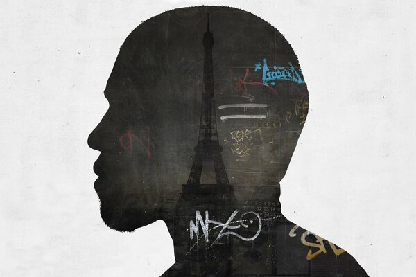 Tour Eiffel sur la silhouette d un homme