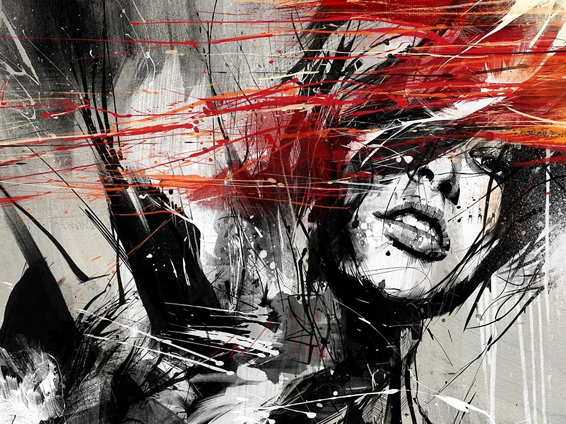 russ mills urban art girl splash paint