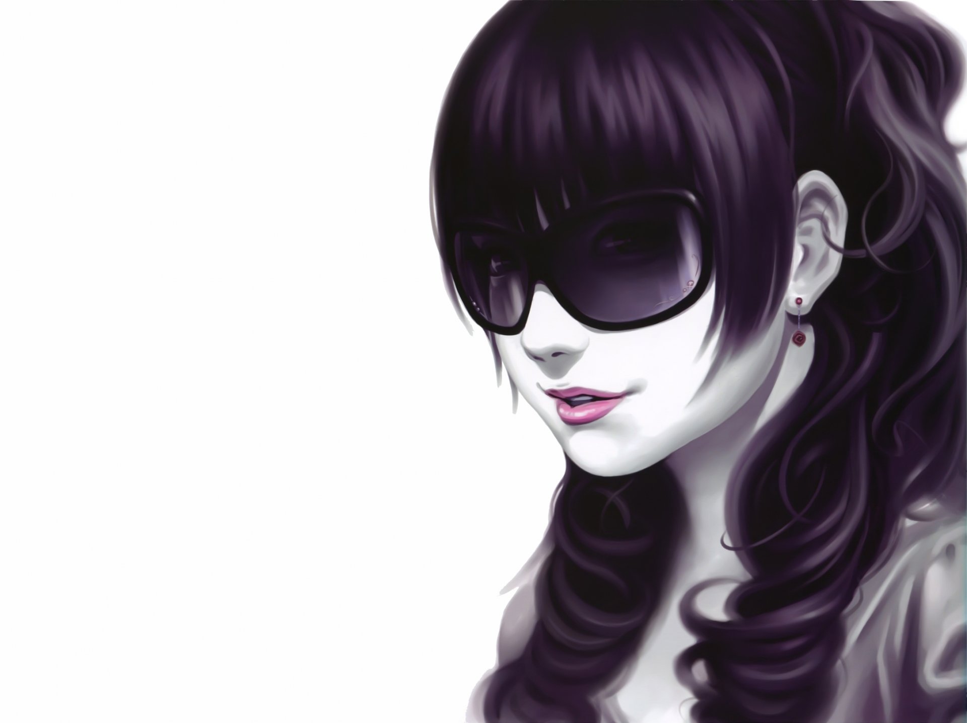 chica gafas dibujo pendiente pelo sakkan