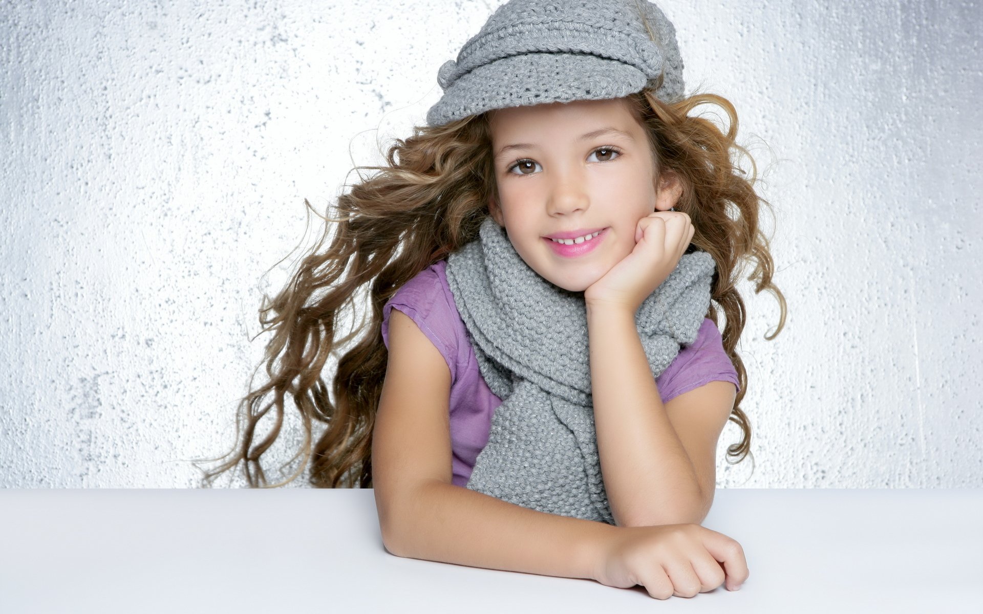 girl hat cap scarf smile lock