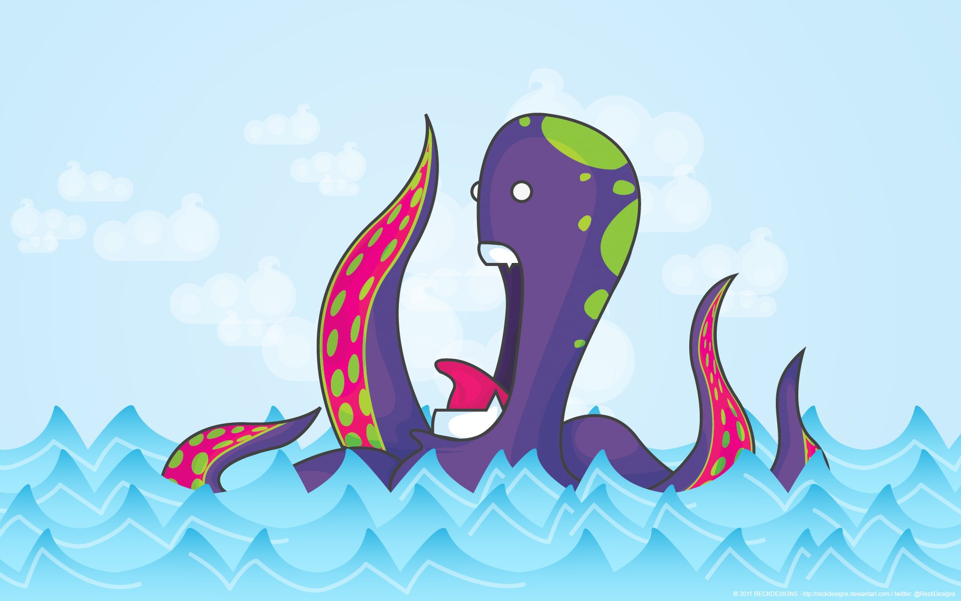 monster octopus picture vector reckdesign