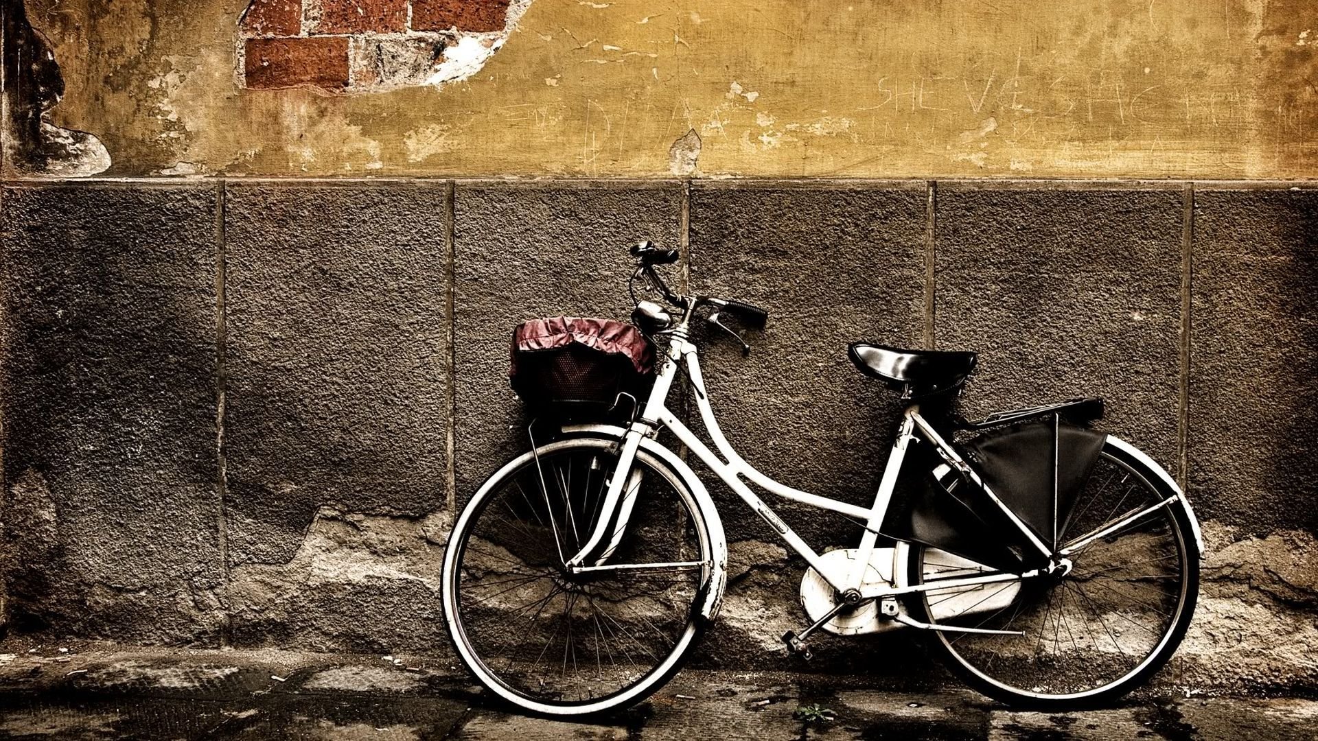 wall brick bike scraped