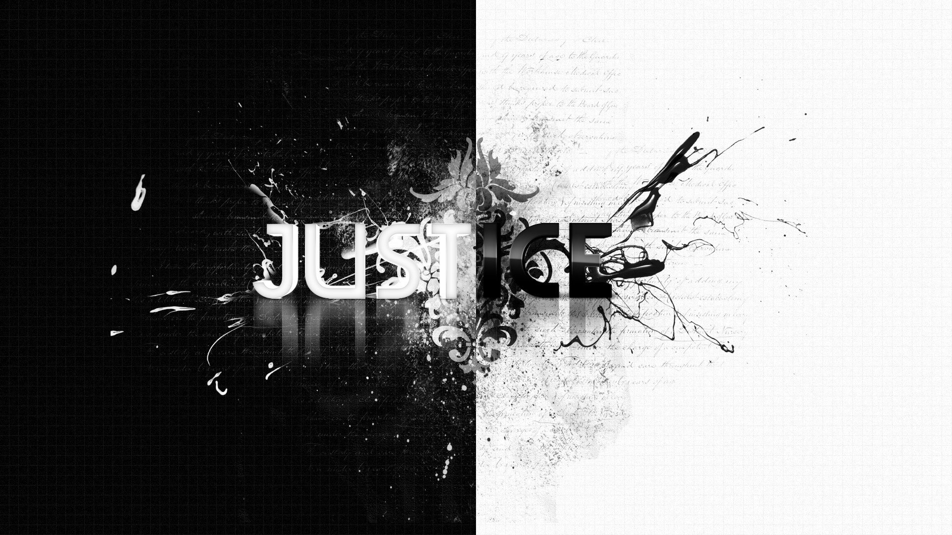 justice justice style mot inscription modèles noir et blanc modèles b&w 1920x1080