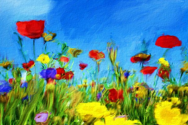 Pittura con fiori di campo