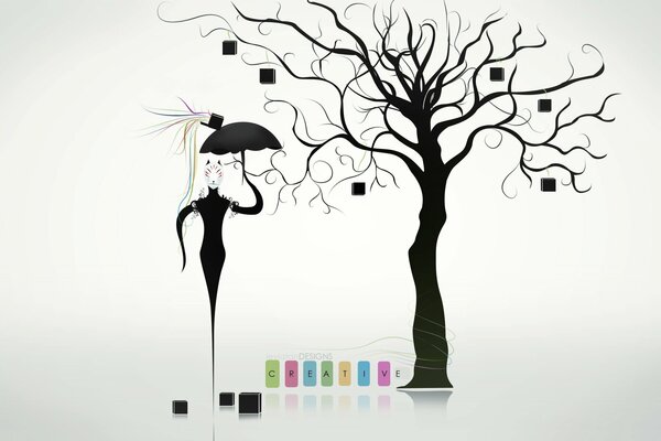 Gatto albero creativo con ombrello