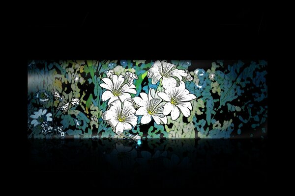 Blumen auf einem dunklen Hintergrund im Minimalismus