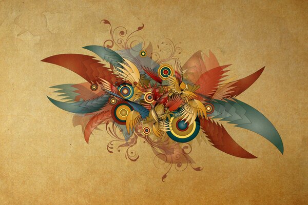 An abstraction of wings. Pattern on paper