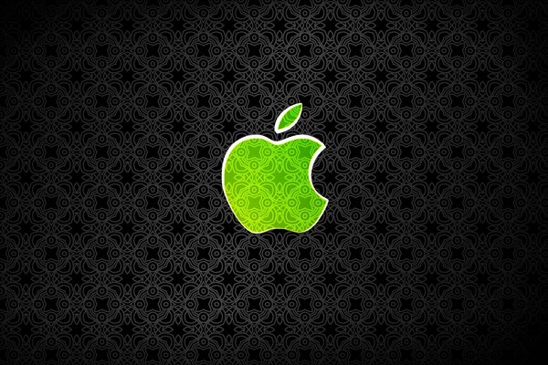 Apple logo green apple on black background