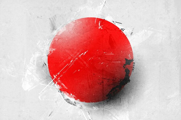 Weiße Flagge Japans mit rot