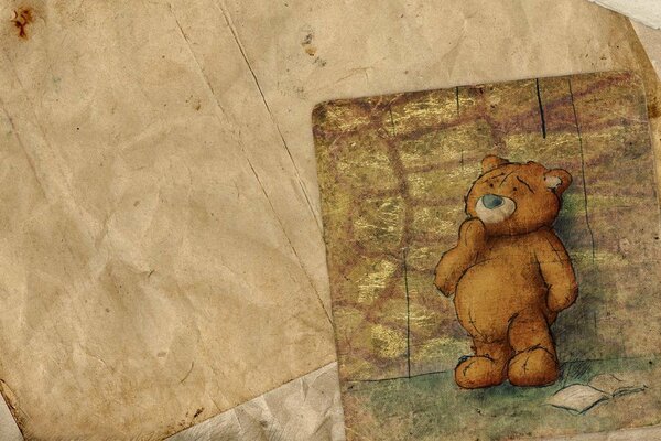 Zeichnung eines Bären auf Buchpapier