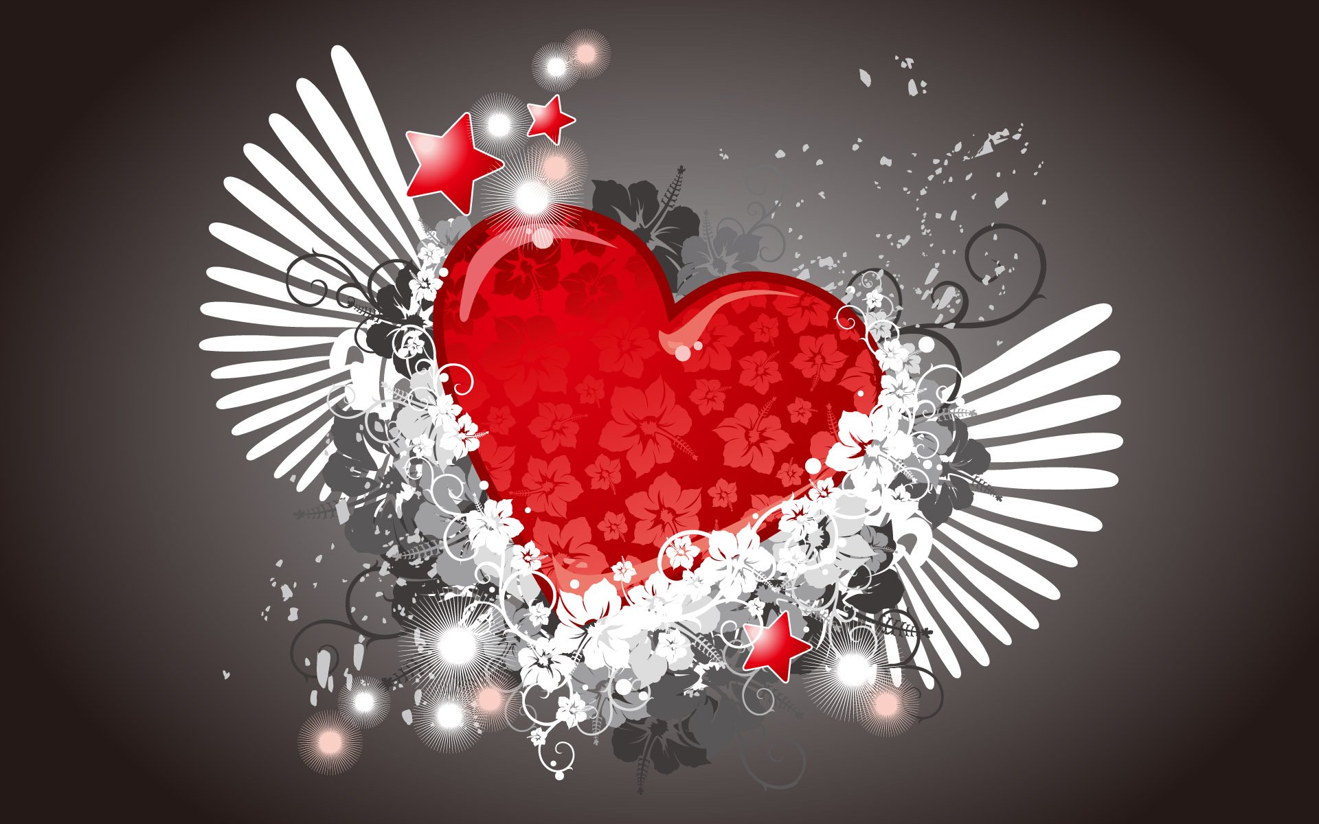 heart flower wings vector