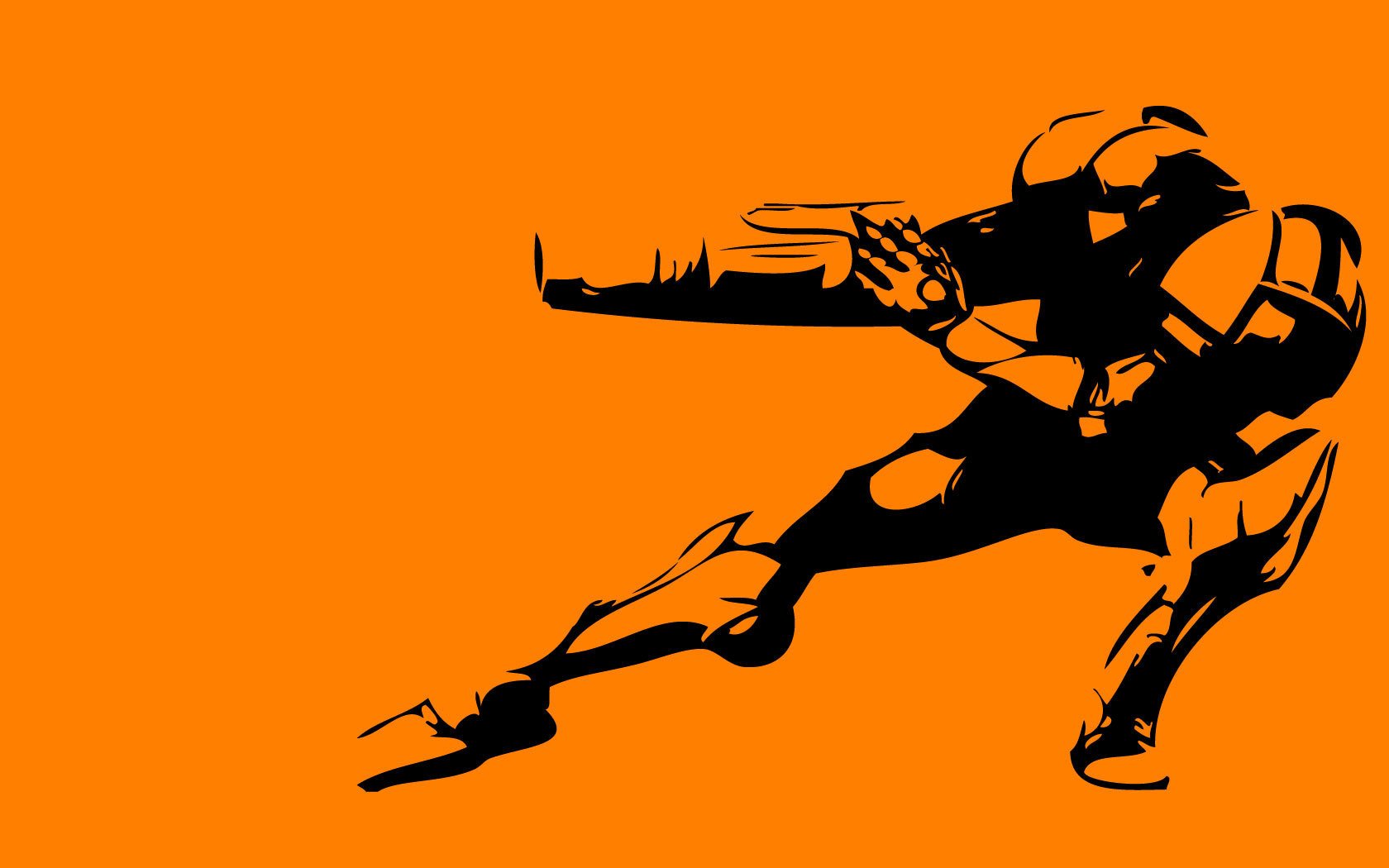 minimalismus orange hintergrund roboter pose