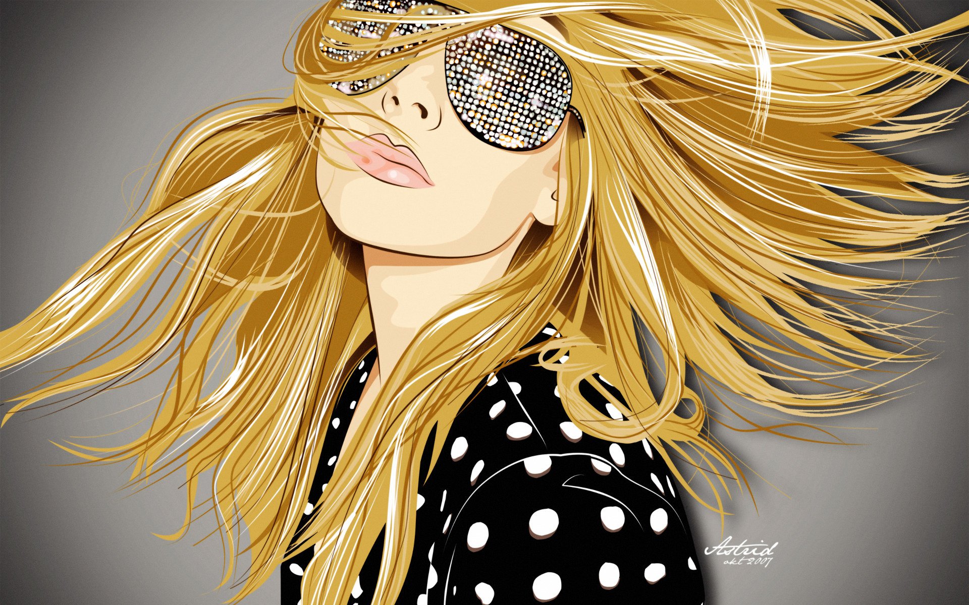 style art graphique vecteur blonde fille visage lunettes cheveux fond d écran