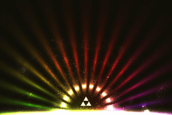Raggi multicolori provenienti da un triangolo