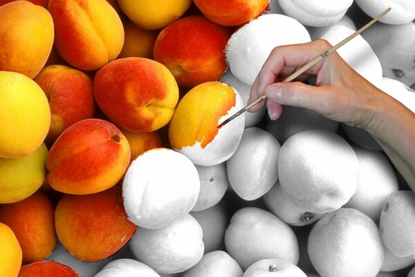 Персики-аналогия жизни, может быть цветной и яркой, а может быть и черно-белой. Кисть в твоих руках