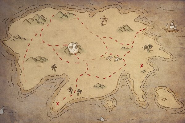 The map shows where the treasure is buried