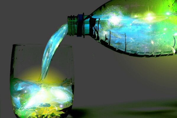 From the bottle of the universe pours into a glass