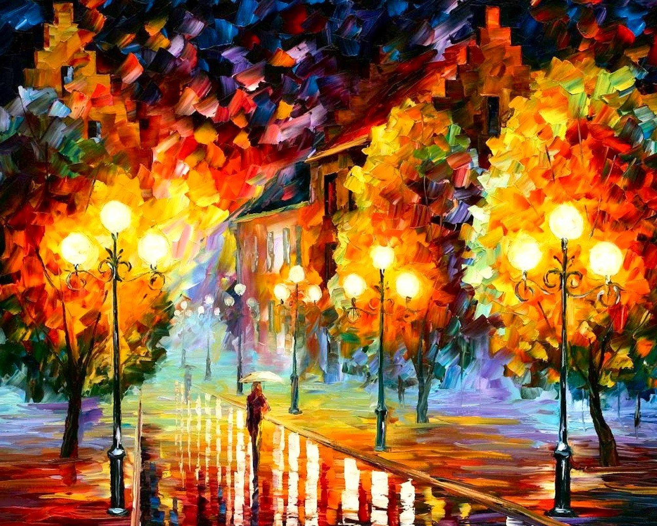 peinture huile lanternes couleur