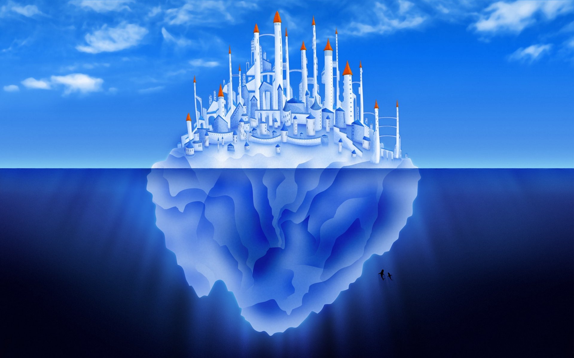 iceberg vector blue town